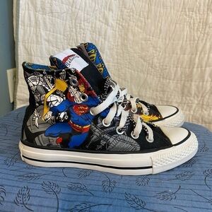 Converse X DC comics Superman double laced high top sneakers women’s 6